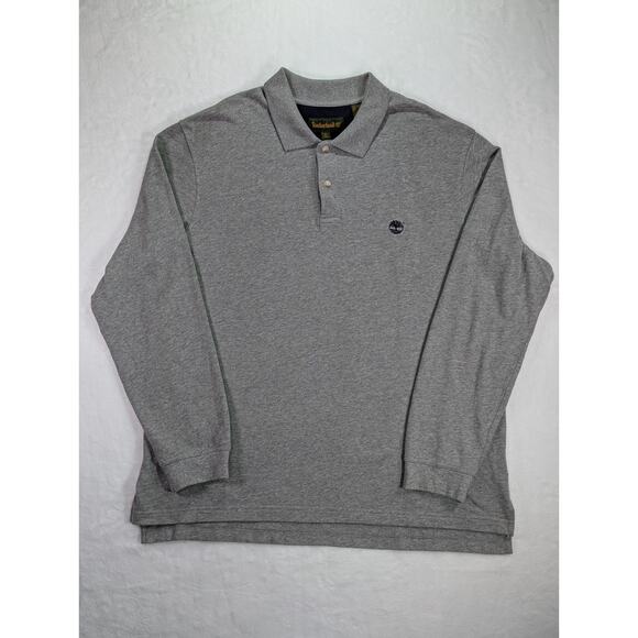 Timberland XL Gray Weathergear Long Sleeve Polo 100% Cotton - Picture 1 of 11